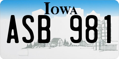 IA license plate ASB981