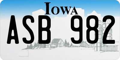 IA license plate ASB982