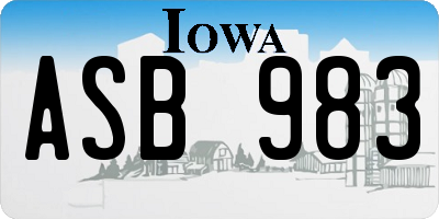 IA license plate ASB983