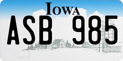 IA license plate ASB985