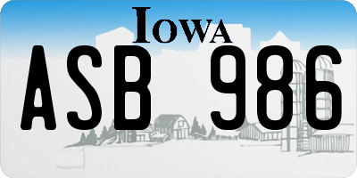 IA license plate ASB986
