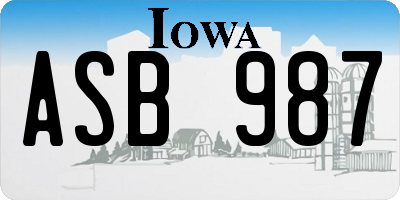 IA license plate ASB987