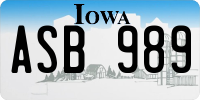 IA license plate ASB989