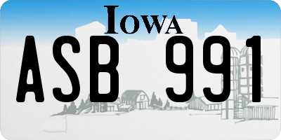 IA license plate ASB991