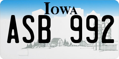 IA license plate ASB992