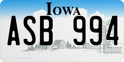 IA license plate ASB994