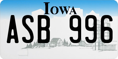 IA license plate ASB996