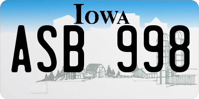 IA license plate ASB998