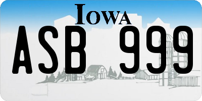 IA license plate ASB999