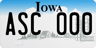 IA license plate ASC000