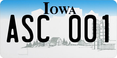 IA license plate ASC001