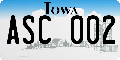 IA license plate ASC002