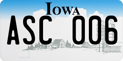 IA license plate ASC006