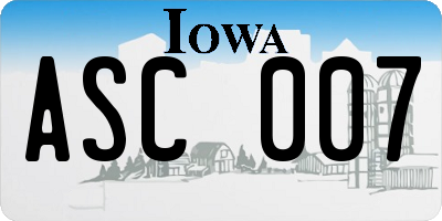 IA license plate ASC007