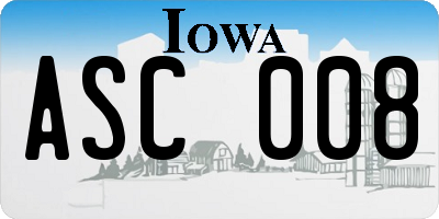 IA license plate ASC008