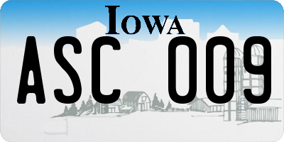 IA license plate ASC009
