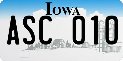IA license plate ASC010