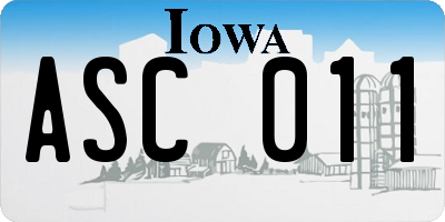 IA license plate ASC011