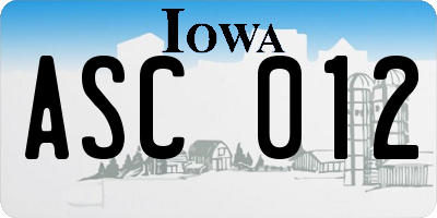 IA license plate ASC012