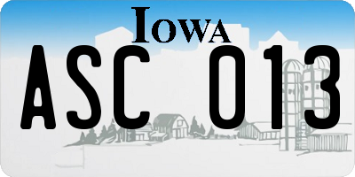 IA license plate ASC013