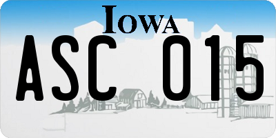 IA license plate ASC015