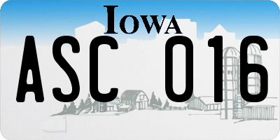 IA license plate ASC016