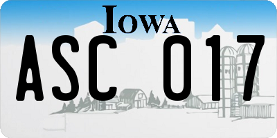 IA license plate ASC017