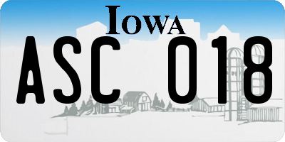 IA license plate ASC018