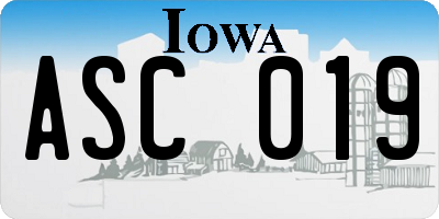 IA license plate ASC019
