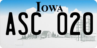 IA license plate ASC020