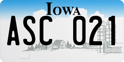 IA license plate ASC021