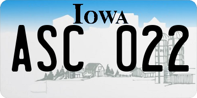 IA license plate ASC022