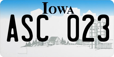 IA license plate ASC023