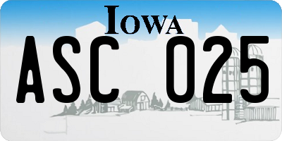 IA license plate ASC025