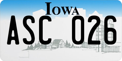IA license plate ASC026