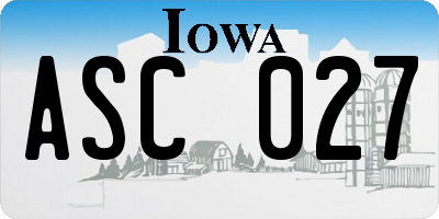 IA license plate ASC027