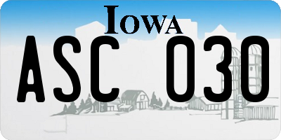 IA license plate ASC030