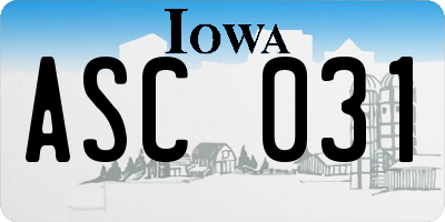IA license plate ASC031