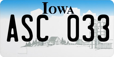 IA license plate ASC033