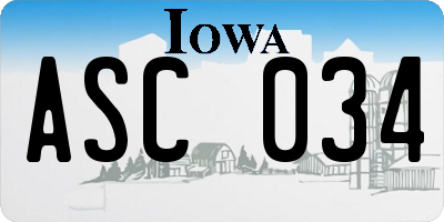 IA license plate ASC034