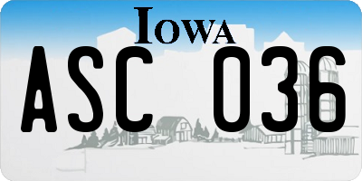 IA license plate ASC036