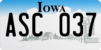 IA license plate ASC037