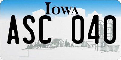 IA license plate ASC040