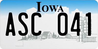 IA license plate ASC041