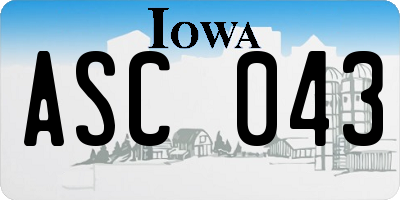 IA license plate ASC043