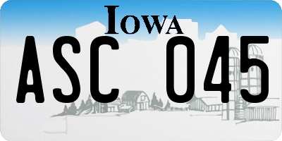 IA license plate ASC045