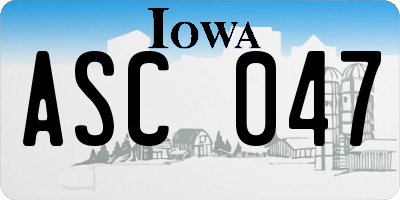 IA license plate ASC047