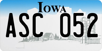 IA license plate ASC052