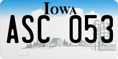 IA license plate ASC053