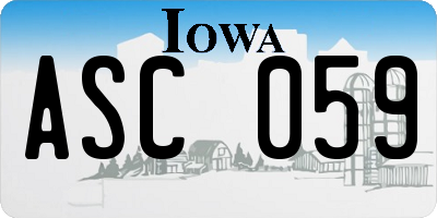 IA license plate ASC059